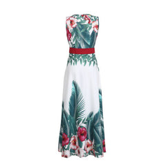 Lady Summer Holiday Floral Beach Boho Maxi V Neck Print Dress Evening Party Sundress