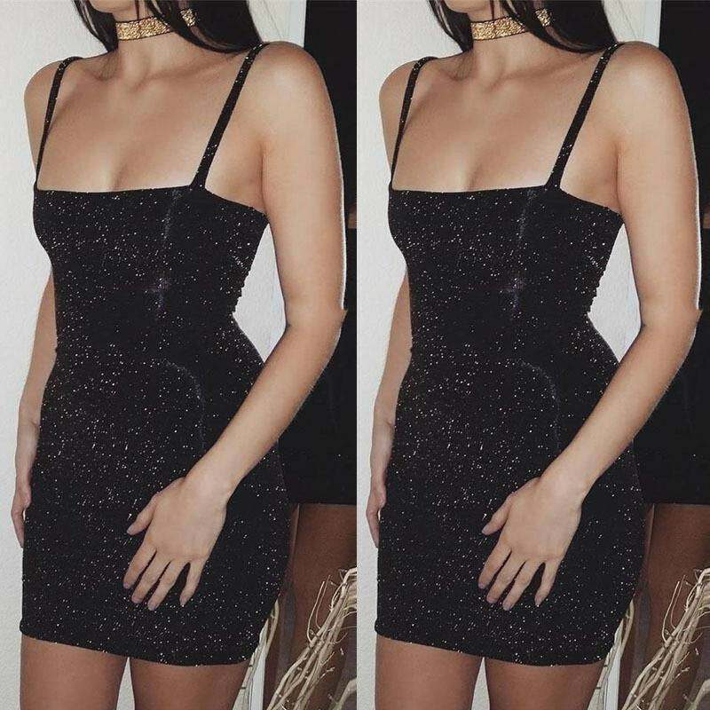 Hirigin Women Sexy Bandage Bodycon Sleeveless Flash Evening Party Club Slim Short Mini Dress