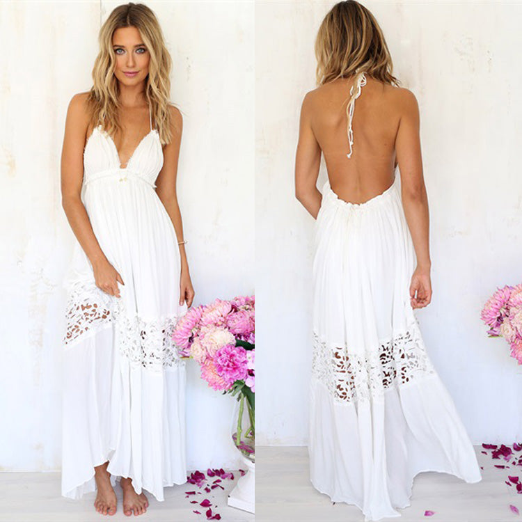 Maxi Beach Hot Women Sexy Boho Lace Long Dress Lady Evening Party