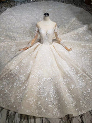 LS20479 Simple vintage Wedding Dress with wedding veil full sleeve button back o neck champagne bridal lace dress wedding gown