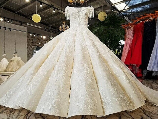 AOLANES 2018 Champagne Lace Sleeveless Bridal Gowns Long Train Lace Up Ball Gown Vintage Wedding Dresses Vestido De Noiva