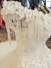 AOLANES 2018 Champagne Lace Sleeveless Bridal Gowns Long Train Lace Up Ball Gown Vintage Wedding Dresses Vestido De Noiva