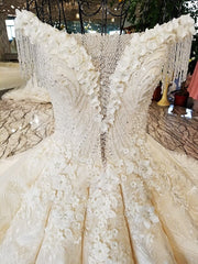 AOLANES 2018 Champagne Lace Sleeveless Bridal Gowns Long Train Lace Up Ball Gown Vintage Wedding Dresses Vestido De Noiva