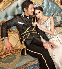 High-End Custom Royal Classic Court Wedding Dress Champagne Imported Satin Hollow Embroidery Muslim Wedding Gown Robe De Mariee