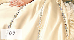High-End Custom Royal Classic Court Wedding Dress Champagne Imported Satin Hollow Embroidery Muslim Wedding Gown Robe De Mariee