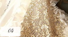 High-End Custom Royal Classic Court Wedding Dress Champagne Imported Satin Hollow Embroidery Muslim Wedding Gown Robe De Mariee
