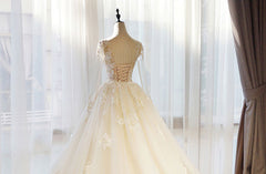Waulizane Chic Organza Bridal Gowns Exquisite Embroidery Appliques O-Neck 2 In 1 Detachable Train Wedding Dress Customize Made