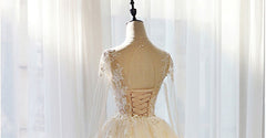 Waulizane Chic Organza Bridal Gowns Exquisite Embroidery Appliques O-Neck 2 In 1 Detachable Train Wedding Dress Customize Made