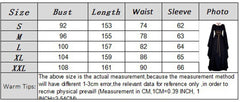 Women Gown Halloween Ruffled Dress Evening Party Long Sleeve Gothic Medieval Crew Neck Ladies Party Cosplay Dress