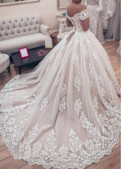 Gorgeous Lace Ball Gown Wedding Dresses 2019 Sweetheart Off The Shoulder Appliques Lace Up Back Muslim Bride Wedding Gowns