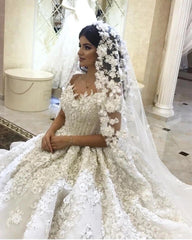 Ball Gown Sweetheart Fluffy Big Train Tulle Lace Flowers Appliques Beaded Luxury Formal Wedding Dresses Bridal Gowns SV02