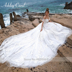 Ashley Carol Sexy Sweetheart Cap Sleeve Cathedral Train Backless Wedding Dress 2019 Lace Bride Dress Appliques Wedding Gowns