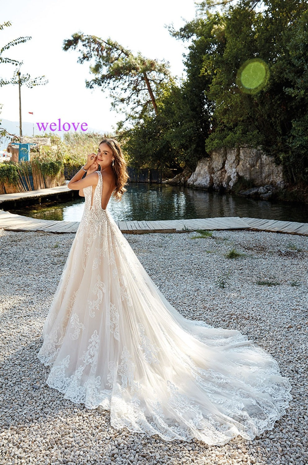 Robe de mariee New arrival 2019 New Summer Beach Wedding Dress with Straps White Open Back Wedding Dresses Vestige De Noiva