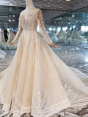 Mermaid Wedding Dresses Brush Train O Neck Long Sleeves Simple Trumpet Bridal Dresses Detachable Train MD11845#