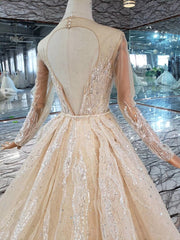 Mermaid Wedding Dresses Brush Train O Neck Long Sleeves Simple Trumpet Bridal Dresses Detachable Train MD11845#
