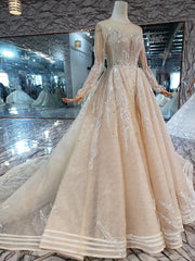 Mermaid Wedding Dresses Brush Train O Neck Long Sleeves Simple Trumpet Bridal Dresses Detachable Train MD11845#
