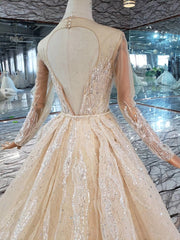 Mermaid Wedding Dresses Brush Train O Neck Long Sleeves Simple Trumpet Bridal Dresses Detachable Train MD11845#
