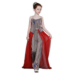 Luxury golden flower girl dresses for wedding beaded children night ball dresses girls dresses with train
