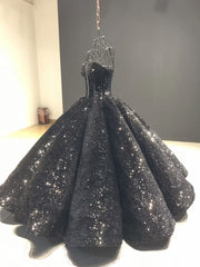 Luxury Black Sequined wedding dress 2019 sleeveless plus size wedding dresses bridal ball gown vestido de novia YeWen YW19060
