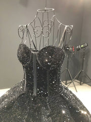 Luxury Black Sequined wedding dress 2019 sleeveless plus size wedding dresses bridal ball gown vestido de novia YeWen YW19060