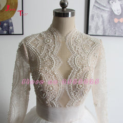 Jark Tozr Custom Made High Neck Full Sleeve Lace Beading Sequins A-line Bridal Wedding Dresses 2019 China Vestido De Casamento