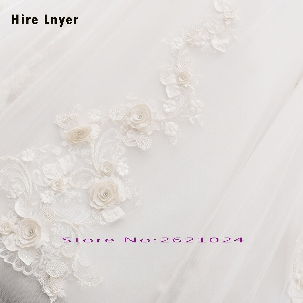 HIRE LNYER Custom Made Short Sleeve Open Back Beading Crystal Flowers Princess Ball Gown Wedding Dresses With Petticoat 2019