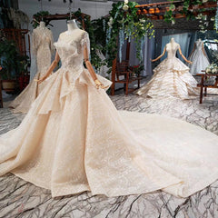 HTL794 special wedding dresses long train appliques bead o-neck short sleeves wedding gown find store vestidos de noiva princesa