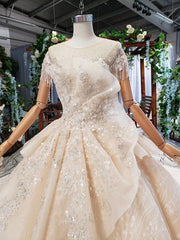 HTL794 special wedding dresses long train appliques bead o-neck short sleeves wedding gown find store vestidos de noiva princesa