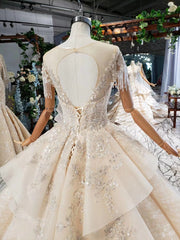HTL794 special wedding dresses long train appliques bead o-neck short sleeves wedding gown find store vestidos de noiva princesa