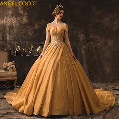 Maternity Luxury Champagne Gold  Wedding Dresses Long Train Sweetheart Elegant Plus size Vestido De Noiva Bride Gown Bridal