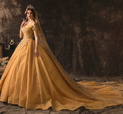 Maternity Luxury Champagne Gold  Wedding Dresses Long Train Sweetheart Elegant Plus size Vestido De Noiva Bride Gown Bridal