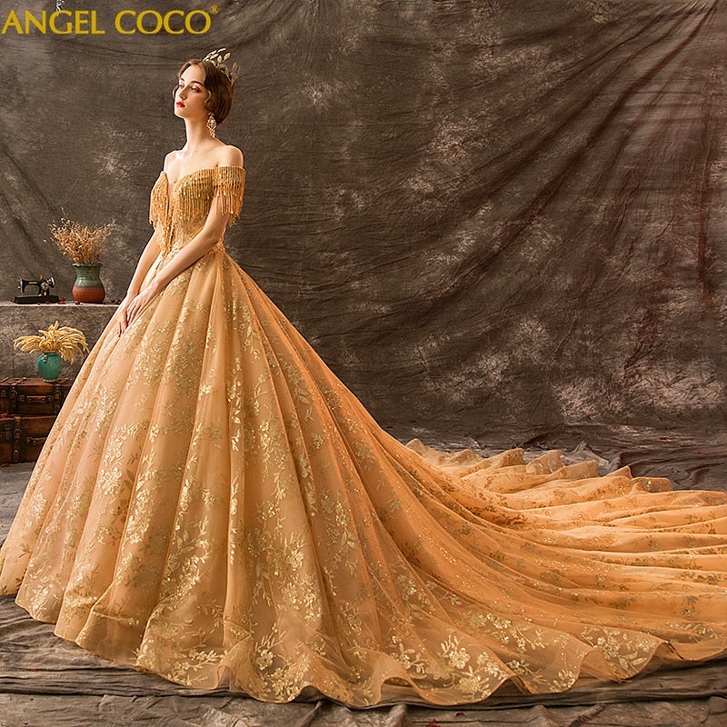 Luxury court retro trailing ceremony high-end private custom Royal Wedding Dress Maternity Dress beaded tassel Bride Gown Bridal