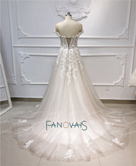 Boho Wedding Dress 2019 Sweetheart A-Line Crystal Beaded Lace Wedding Gown Long Train Beach Bridal Gown Vestido de Novia WN79