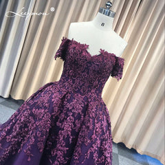 Leeymon Elegant Lace Off Shoulder Prom Dress Red Crystal Evening Dress 2019 Ball Gown Party Dress for Wedding LY1161