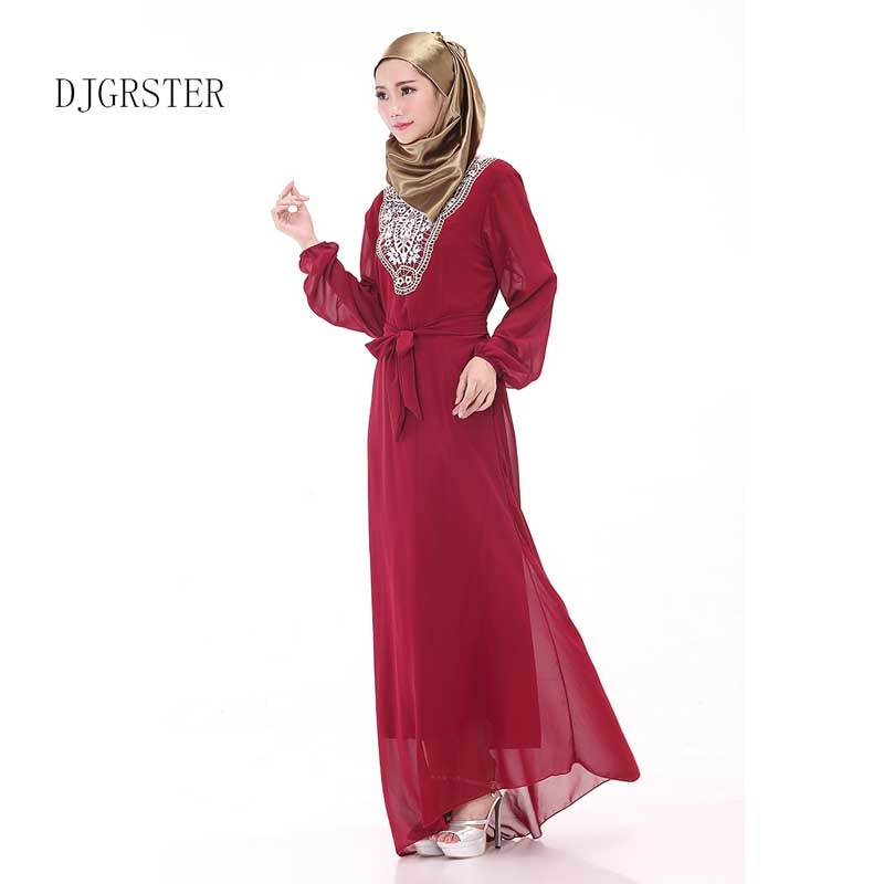 DJGRSTER Women's Maxi Long sleeve long Dress moroccan Kaftan Caftan Jilbab Islamic abaya Muslim Turkish Arab arabic Robes gown