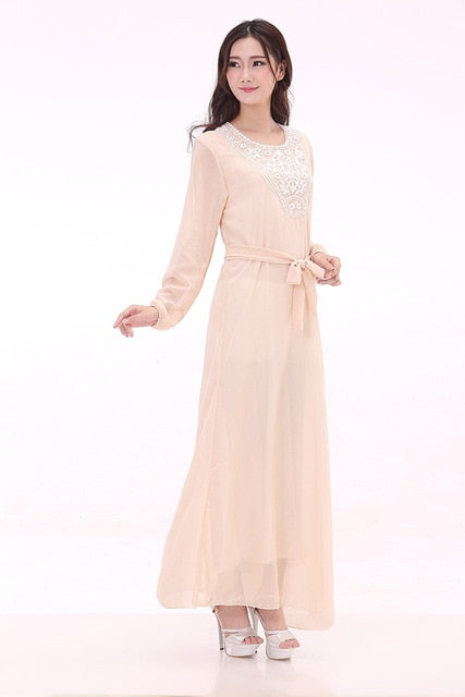 DJGRSTER Women's Maxi Long sleeve long Dress moroccan Kaftan Caftan Jilbab Islamic abaya Muslim Turkish Arab arabic Robes gown