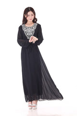 DJGRSTER Women's Maxi Long sleeve long Dress moroccan Kaftan Caftan Jilbab Islamic abaya Muslim Turkish Arab arabic Robes gown