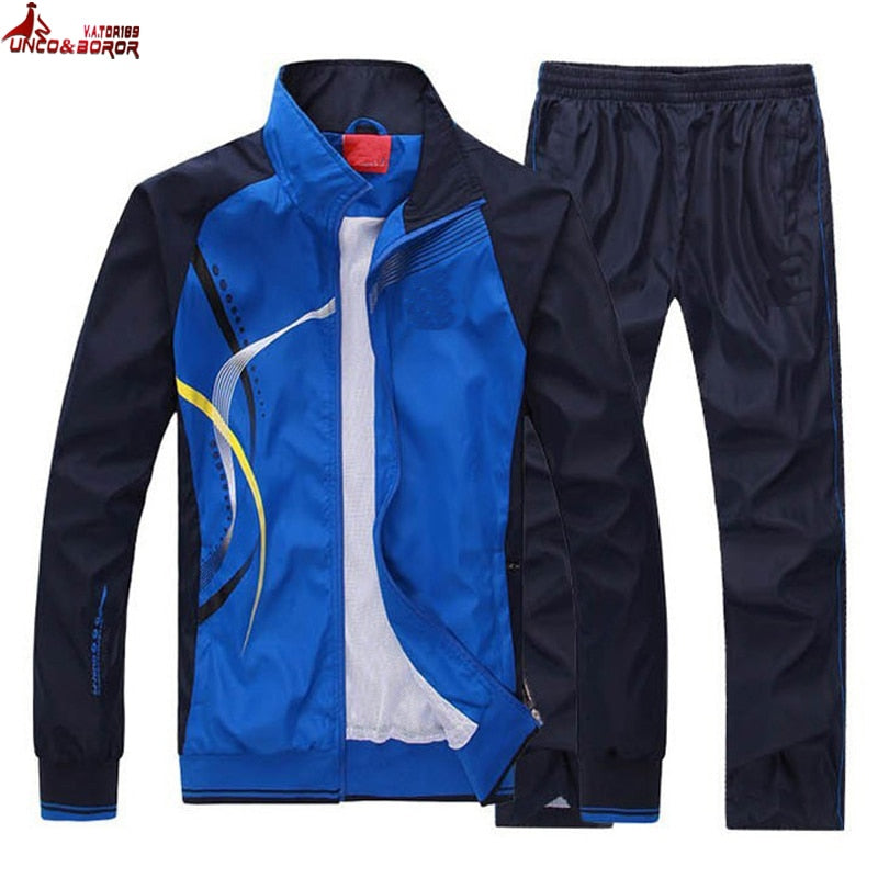UNCO&BOROR women Men Sportswear Suit Autumn Spring jacket Men set Tracksuit outwear brand-clothing man sportsuit hoodies+pant