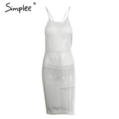 Simplee Sexy backless knitted summer dress robe Women hollow out bow slim bodycon dress Evening party club short dress vestidos