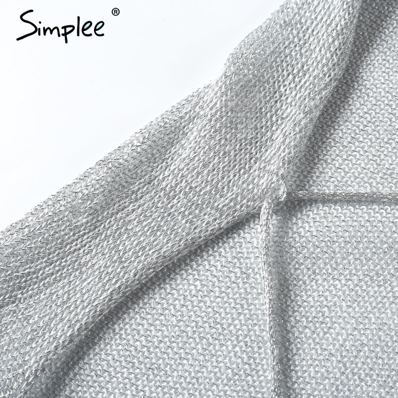 Simplee Sexy backless knitted summer dress robe Women hollow out bow slim bodycon dress Evening party club short dress vestidos