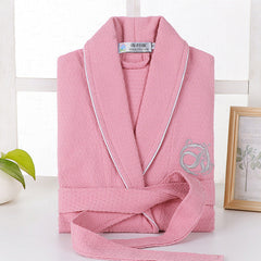 1 Piece Cotton Pink Bathrobe for Women Men Long Sleeve V Neck Thick Adult Couple Soft Bath Towels Home Hotel Bathroom Product