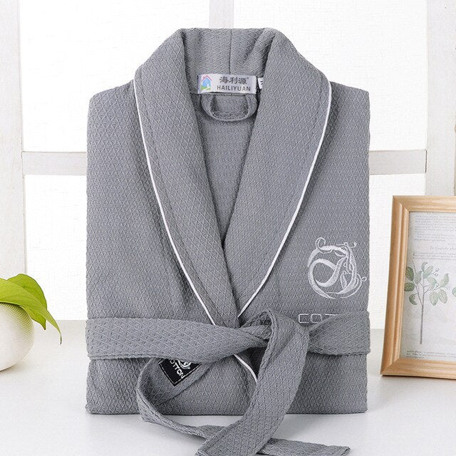 1 Piece Cotton Pink Bathrobe for Women Men Long Sleeve V Neck Thick Adult Couple Soft Bath Towels Home Hotel Bathroom Product