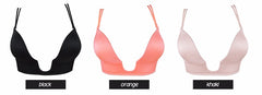 Women Deep Plunge U shape Bras Sexy Seamless blackless Adjustable Convertible Straps Push Up women's Bra for formal dress