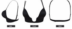 Women Deep Plunge U shape Bras Sexy Seamless blackless Adjustable Convertible Straps Push Up women's Bra for formal dress