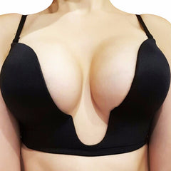 Women Deep Plunge U shape Bras Sexy Seamless blackless Adjustable Convertible Straps Push Up women's Bra for formal dress