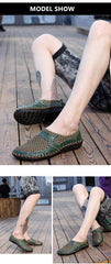 2019 Summer Breathable Mesh Shoes Mens Casual Shoes Genuine Leather Slip On Brand Fashion Summer Shoes Man Soft Comfortable