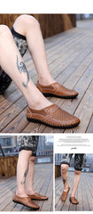 2019 Summer Breathable Mesh Shoes Mens Casual Shoes Genuine Leather Slip On Brand Fashion Summer Shoes Man Soft Comfortable