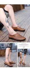 2019 Summer Breathable Mesh Shoes Mens Casual Shoes Genuine Leather Slip On Brand Fashion Summer Shoes Man Soft Comfortable