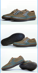 2019 Summer Breathable Mesh Shoes Mens Casual Shoes Genuine Leather Slip On Brand Fashion Summer Shoes Man Soft Comfortable