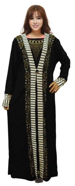 Women Lady Clothes Muslim Islamic Arab Maxi Dress Long Full Length Black Hot Drilling Kaftan Jibab Abaya Clothes Turkey Robe